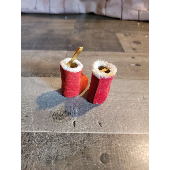 Vintage Stocking boots Mistletoe set ornament xmas - Picture 3 of 5